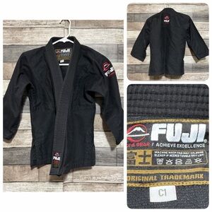 Fuji Jiu Jitsu Gi Kids Size C1 Black MMA Heavyweight Cotton Blend (Top Only)